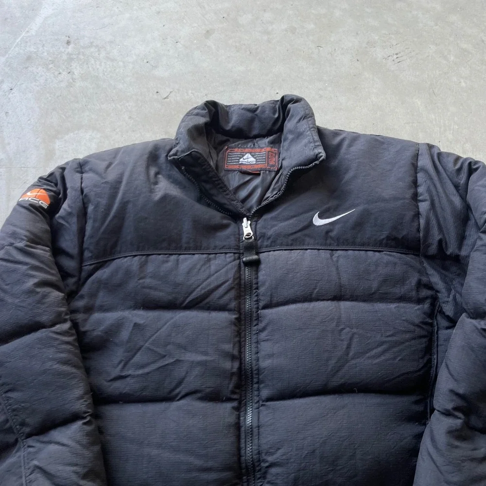 Vintage Nike ACG Puffer Jacket Black Down Fill Thermal Layer 2 Mens Medium